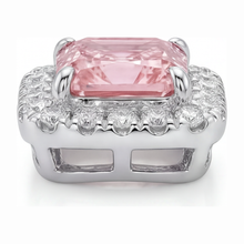 Afbeelding in Gallery-weergave laden, Roze diamanten ketting 2,25 karaat labgekweekt radiant halo hanger 14K Witgoud

