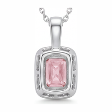 Afbeelding in Gallery-weergave laden, Roze diamanten ketting 2,25 karaat labgekweekt radiant halo hanger 14K Witgoud
