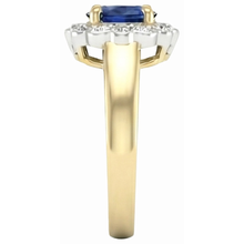 Afbeelding in Gallery-weergave laden, 2.25 ct. Sri Lanka Sapphire Diamonds Halo Ring Two Tone Nieuw
