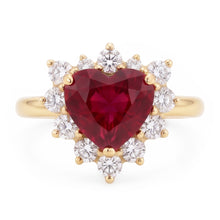 Afbeelding in Gallery-weergave laden, 2.25 karaat hart geslepen robijn en Natuurlijke echte diamanten ( niet in een laboratorium gekweekt ) ring geel goud 14K
