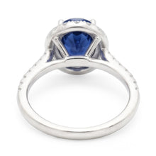 Afbeelding in Gallery-weergave laden, 2.25 karaat ovale blauwe saffier en Natuurlijke echte diamanten ( niet in een laboratorium gekweekt ) trouwring wit goud 14K
