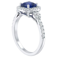 Afbeelding in Gallery-weergave laden, 2.45 Ct Ceylon Saffier En Diamanten Halo Fancy Ring Wit Goud 14K

