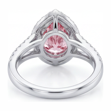 Afbeelding in Gallery-weergave laden, Verlovingsring met roze diamant 2,5 karaat labgekweekt peervormige halo 14K witgoud
