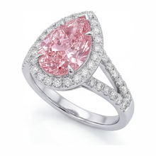 Afbeelding in Gallery-weergave laden, Verlovingsring met roze diamant 2,5 karaat labgekweekt peervormige halo 14K witgoud
