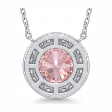 Afbeelding in Gallery-weergave laden, Ketting met roze diamant 2,5 karaat labgekweekt ronde halo hanger 14K witgoud
