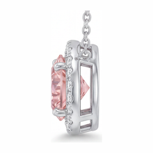 Afbeelding in Gallery-weergave laden, Ketting met roze diamant 2,5 karaat labgekweekt ronde halo hanger 14K witgoud
