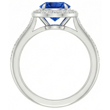 Afbeelding in Gallery-weergave laden, 2.5 ct Sri Lanka blauwe saffier ronde Natuurlijke echte diamanten ( niet in een laboratorium gekweekt ) ring
