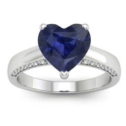2.50 Karaat Solitaire Ceylon Sapphire Ring Prong Set Witgoud