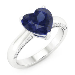 2.50 Karaat Solitaire Ceylon Sapphire Ring Prong Set Witgoud