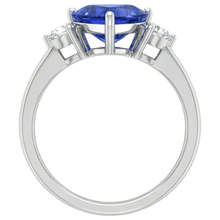Afbeelding in Gallery-weergave laden, 2.50 ct. Ceylon blauwe saffier triljoen Natuurlijke echte diamanten ( niet in een laboratorium gekweekt ) 3-stenen ring
