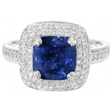 Afbeelding in Gallery-weergave laden, 2.60 Ct Ceylon Saffier En Diamanten Ring Goud Wit 14K

