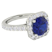 Afbeelding in Gallery-weergave laden, echte round saffier 2.70karaat ring close-up detail
