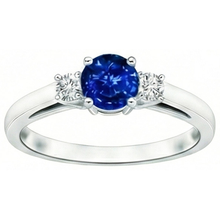 Afbeelding in Gallery-weergave laden, 2.70 ct blauwe saffier en Natuurlijke echte diamanten ( niet in een laboratorium gekweekt ) drie stenen ring goud 14k
