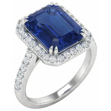 Afbeelding in Gallery-weergave laden, 2.70 karaat blauwe smaragd geslepen saffier met Natuurlijke echte diamanten ( niet in een laboratorium gekweekt ) ring 14K witgoud
