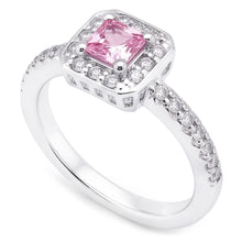 Afbeelding in Gallery-weergave laden, 2.75 Karaat Princess Roze Saffier Halo Ring Witgoud 14K Edelsteen
