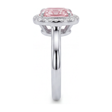 Afbeelding in Gallery-weergave laden, Roze diamanten ring 2,75 karaat labgekweekt kussengeslepen Halo 14K Witgoud
