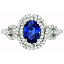 Afbeelding in Gallery-weergave laden, 2.75 karaat witgouden ovale Ceylon saffier met ronde Natuurlijke echte diamanten ( niet in een laboratorium gekweekt ) ring
