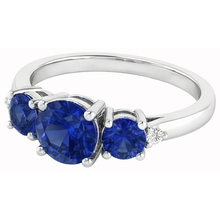 Afbeelding in Gallery-weergave laden, echte round saffier 2.76karaat ring close-up detail
