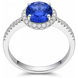 2.85 karaat Sri Lanka Saffier Diamanten Ring Wit Goud 14K