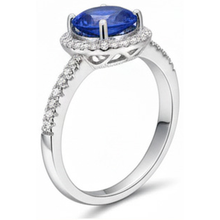 Afbeelding in Gallery-weergave laden, 2.85 karaat Sri Lanka Saffier Diamanten Ring Wit Goud 14K
