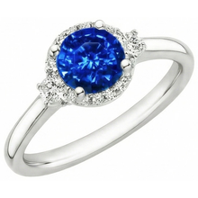 Afbeelding in Gallery-weergave laden, 2.90 Ct Solitaire met accenten Ceylon blauwe saffier Natuurlijke echte diamanten ( niet in een laboratorium gekweekt ) ring
