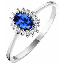 Afbeelding in Gallery-weergave laden, 2 Ct Ceylon Sapphire Met Diamanten Jubileumring Wit Goud 14K
