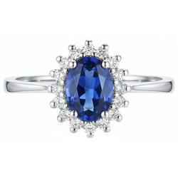 2 Ct Ceylon Sapphire Met Diamanten Jubileumring Wit Goud 14K