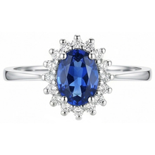 Afbeelding in Gallery-weergave laden, 2 Ct Ceylon Sapphire Met Diamanten Jubileumring Wit Goud 14K

