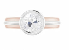 Afbeelding in Gallery-weergave laden, 2 Karaat Solitaire Oude Mijnwerker Natuurlijke uit de aarde gewonnen Diamanten Ring Kastzetting Tweekleurig Goud
