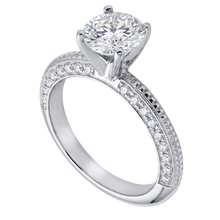 Afbeelding in Gallery-weergave laden, 2 Kt. Ronde Micro Pave Echt Diamanten Verlovingsring Wit Goud 14K
