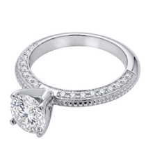 Afbeelding in Gallery-weergave laden, 2 Kt. Ronde Micro Pave Echt Diamanten Verlovingsring Wit Goud 14K
