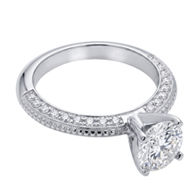 Afbeelding in Gallery-weergave laden, 2 Kt. Ronde Micro Pave Echt Diamanten Verlovingsring Wit Goud 14K
