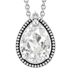 2-Steens Natuurlijke uit de aarde gewonnen Diamanten Hanger 5.50 Karaat Rond & Peer Oude Mijnwerker Witgoud