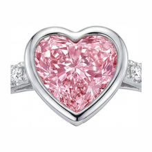 Afbeelding in Gallery-weergave laden, Roze Hartvormige Diamanten Ring 2 Karaat Labgekweekt Lunette 14K Witgoud
