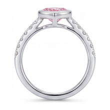 Afbeelding in Gallery-weergave laden, Roze Hartvormige Diamanten Ring 2 Karaat Labgekweekt Lunette 14K Witgoud
