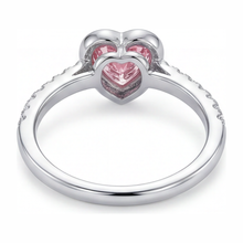Afbeelding in Gallery-weergave laden, Roze Hartvormige Diamanten Ring 2 Karaat Labgekweekt Lunette 14K Witgoud
