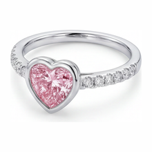 Afbeelding in Gallery-weergave laden, Roze Hartvormige Diamanten Ring 2 Karaat Labgekweekt Lunette 14K Witgoud
