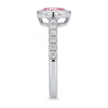 Afbeelding in Gallery-weergave laden, Roze Hartvormige Diamanten Ring 2 Karaat Labgekweekt Lunette 14K Witgoud
