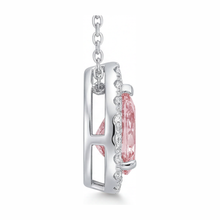 Afbeelding in Gallery-weergave laden, Roze diamanten ketting 2 karaat labgekweekt peervormige halo hanger 14K witgoud
