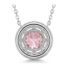 Afbeelding in Gallery-weergave laden, Roze diamanten ketting 2 karaat labgekweekte ronde halo hanger 14k witgoud
