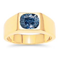 Afbeelding in Gallery-weergave laden, 2 karaat Gypsy Blue Cushion Diamond Solitaire ring voor heren geel goud
