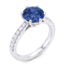 Afbeelding in Gallery-weergave laden, 2 karaat blauwe Diamanten verlovingsring 6-tands edelsteen
