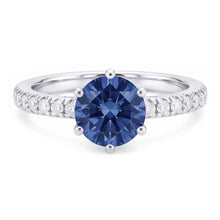 Afbeelding in Gallery-weergave laden, 2 karaat blauwe Diamanten verlovingsring 6-tands edelsteen
