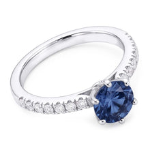Afbeelding in Gallery-weergave laden, 2 karaat blauwe Diamanten verlovingsring 6-tands edelsteen
