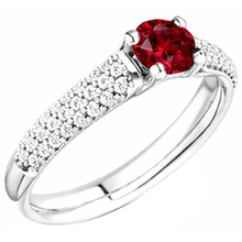 Afbeelding in Gallery-weergave laden, 2 karaat pave Natuurlijke echte diamanten ( niet in een laboratorium gekweekt ) robijn ring wit goud 14k
