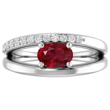 Afbeelding in Gallery-weergave laden, 2 karaat rode robijn met Natuurlijke echte diamanten ( niet in een laboratorium gekweekt ) ring wit goud 14K
