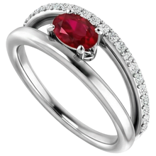 Afbeelding in Gallery-weergave laden, 2 karaat rode robijn met Natuurlijke echte diamanten ( niet in een laboratorium gekweekt ) ring wit goud 14K
