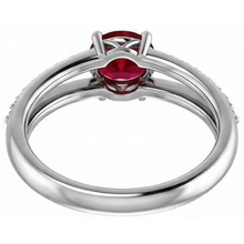 Afbeelding in Gallery-weergave laden, 2 karaat rode robijn met Natuurlijke echte diamanten ( niet in een laboratorium gekweekt ) ring wit goud 14K
