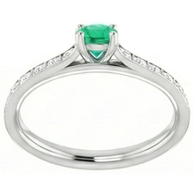 Afbeelding in Gallery-weergave laden, 2 karaat ronde groene smaragd Natuurlijke echte diamanten ( niet in een laboratorium gekweekt ) ring wit goud 14K
