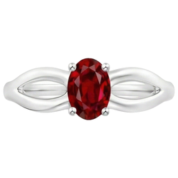 2 karaats Solitaire Prong Set Robijn Trouwring Wit Goud 14K